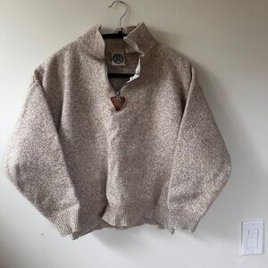 Vintage Quarter-Zip Pullover Sweater - Beige Heather